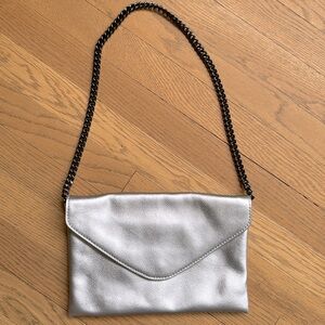 J. Crew Silver Genuine Leather Envelope Bag